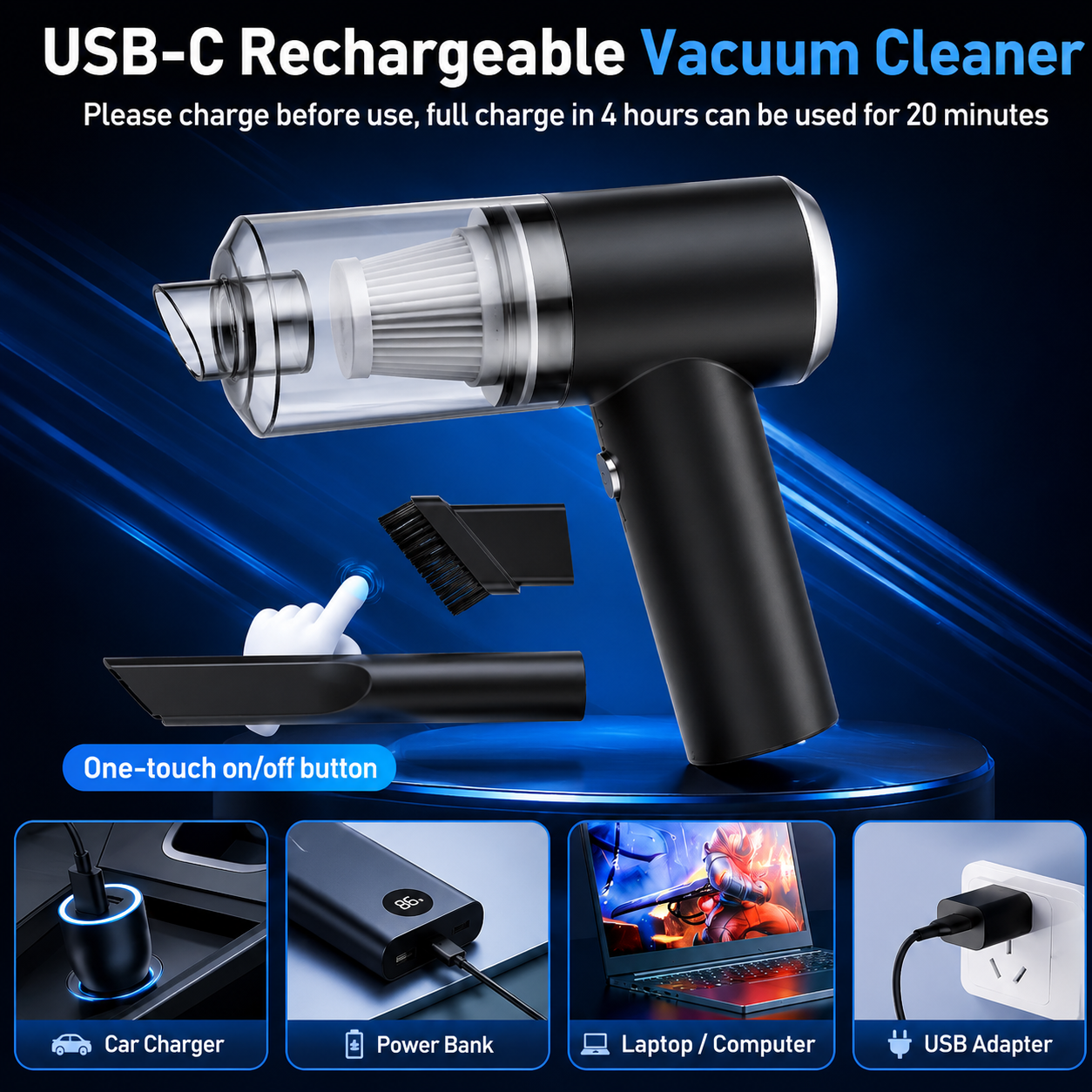 2 In 1 Car Vacuum Cleaner 120w High-power Handheld Wireless Vacuum Cleaner Home Car Dual-use Portable Usb Rechargeable